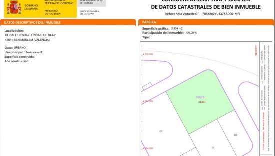 Solar en venta en Calle Numero 6 Benimuslem Valencia