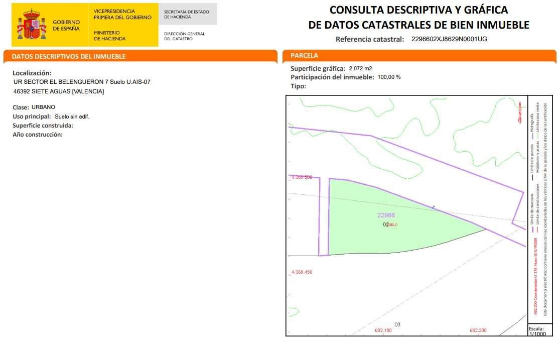 Solar en venta en Calle Belengueron Siete Aguas Valencia