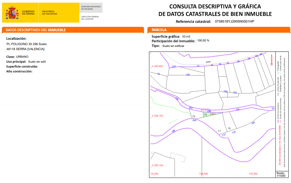 Descubre finca rstica por 22000 con 432m en cpolgono 35 parcelas 297 y 299 Serra