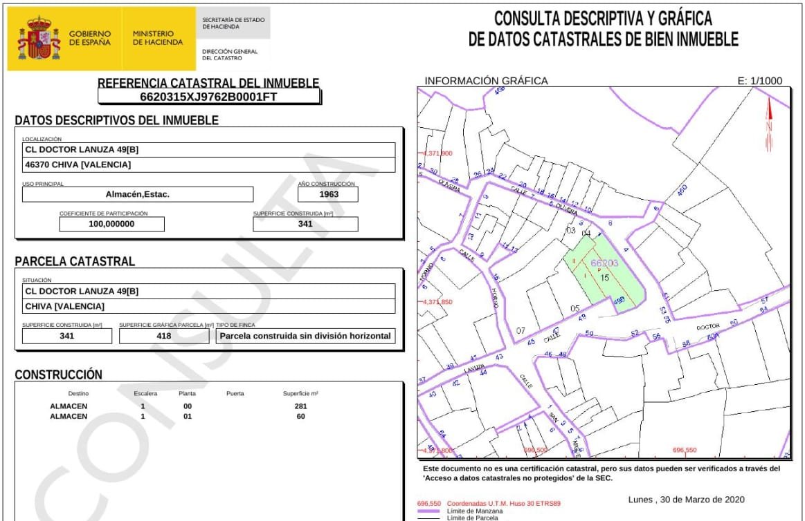 Solar en venta en Calle Doctor Lanuza Chiva Valencia