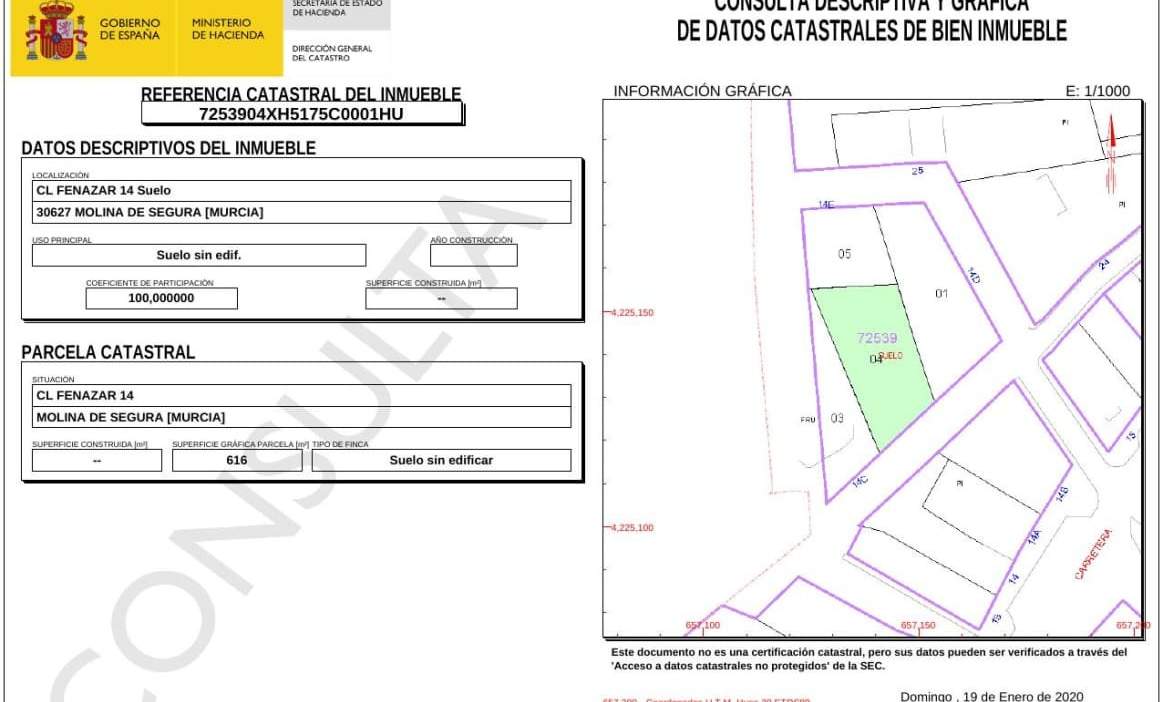 Solar en venta en Calle Fenazar Molina De Segura Murcia