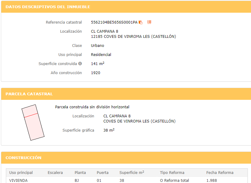 Compra casa en calle campana Coves de Vinrom les por 52000 de 96m y cinco habitaciones