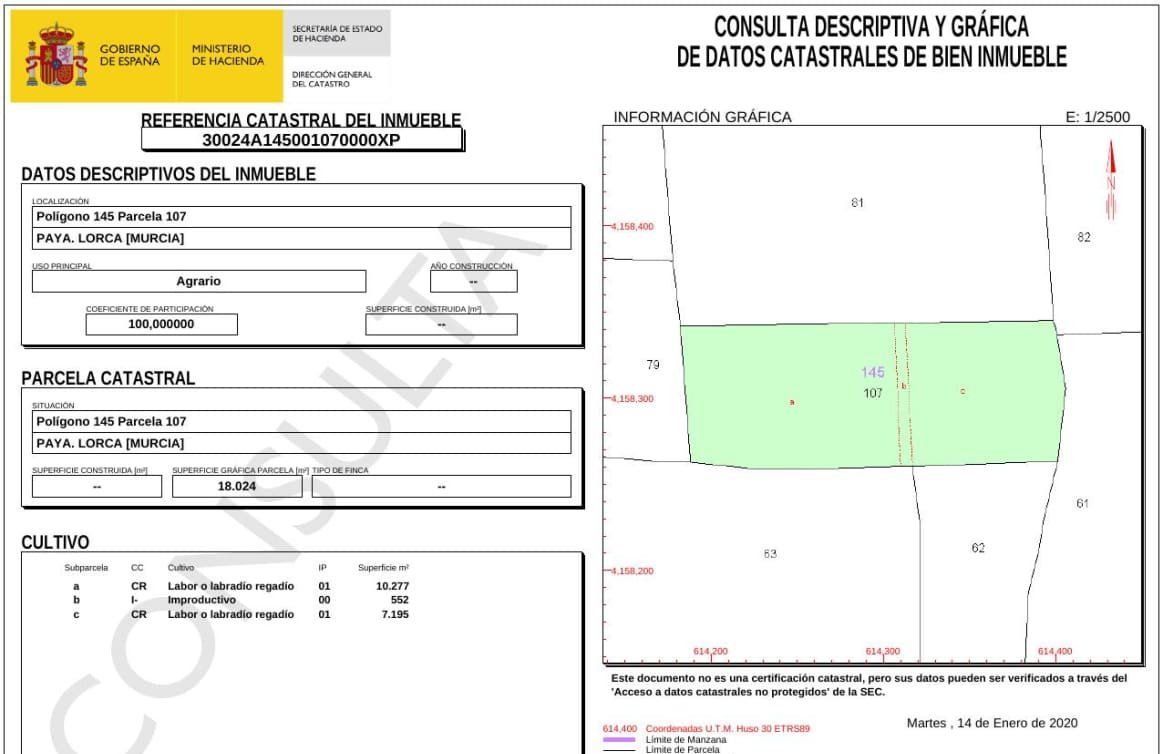 No Urbanizable Rstico en venta  en  Los Abades Lorca Murcia