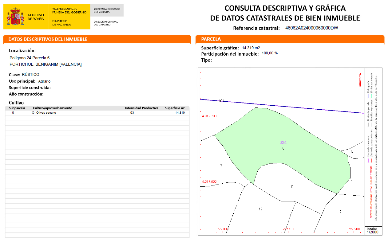 Terreno Rústico en venta en Benigánim, Valencia