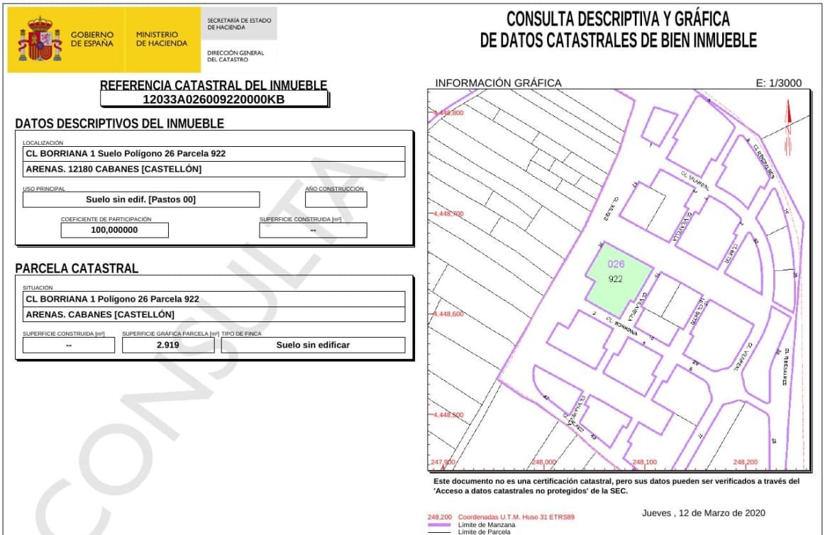 Urbano (Solar) en venta  en Calle Borriana,, Cabanes, Castellón