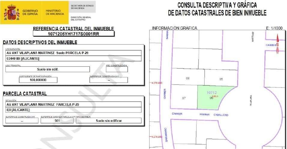 Solar en venta en Avenida Ant Vilaplana Martinez Ibi Alicante