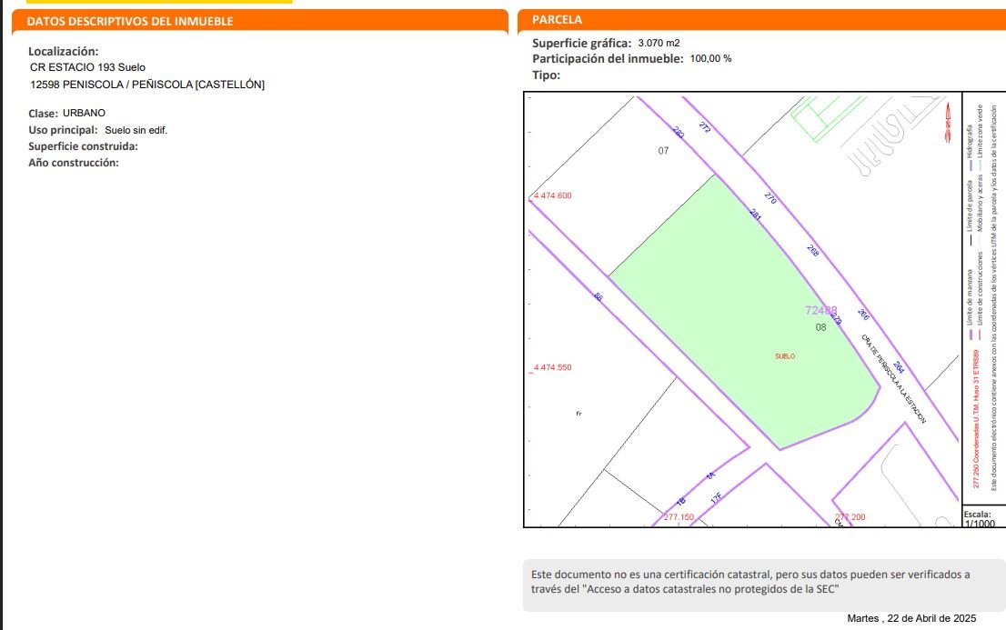 Terreno Urbano en venta en Peñíscola, Castellón